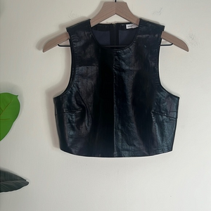 Good‎ American Black Faux Leather Top Size 1